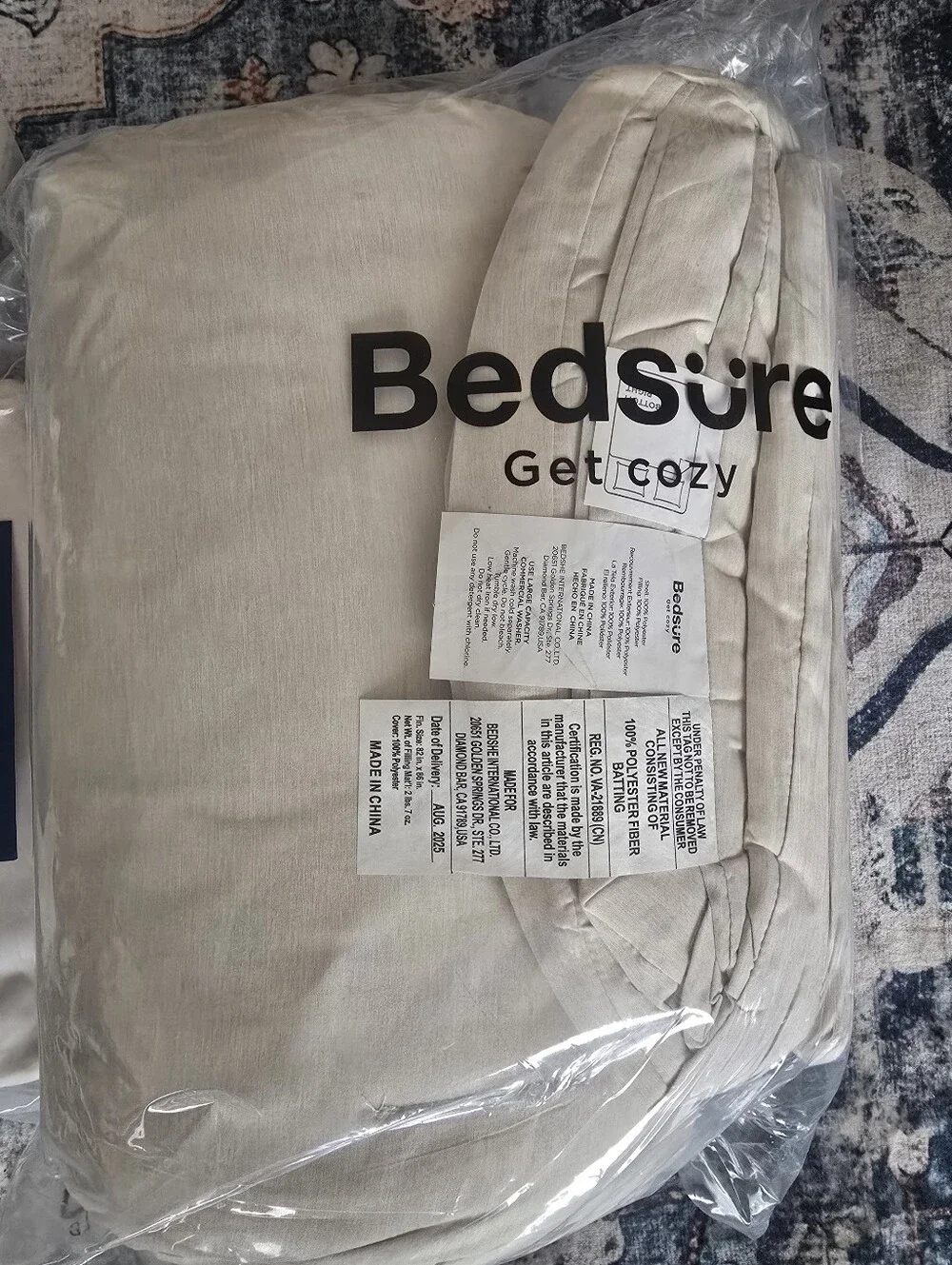 Bedsure Full Size Comforter Set Beige - Bed in a Bag 7 Pieces, Cationic Dyed